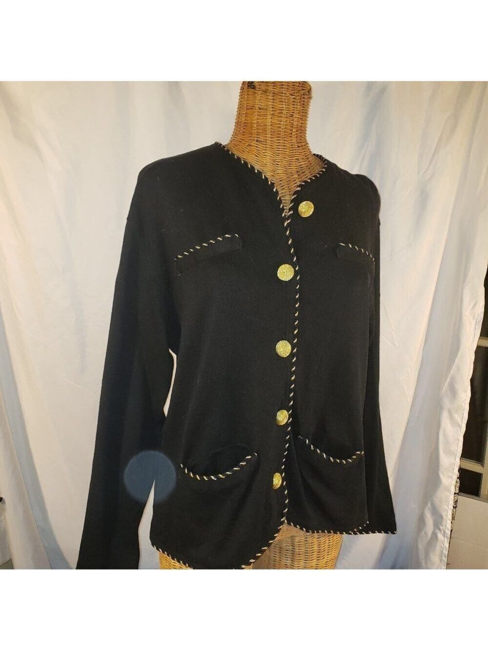 Lisa Ashley Originals Women's Black Blazer w/Gold Braid Trim - M